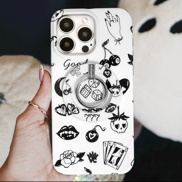 NWOT Velvet Caviar Good Luck iPhone 16 Pro Max Case & Grip Ring Tattoo Art New - Picture 2 of 11